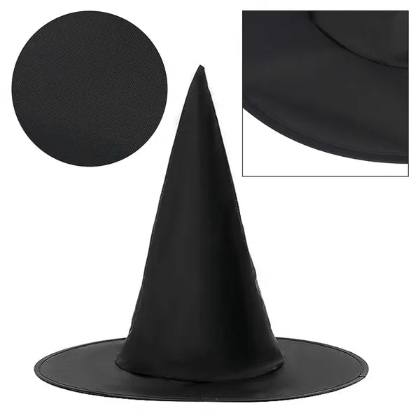 Fekete poliészter boszorkánysapka Halloween dekoráció, 39 cm átmérő