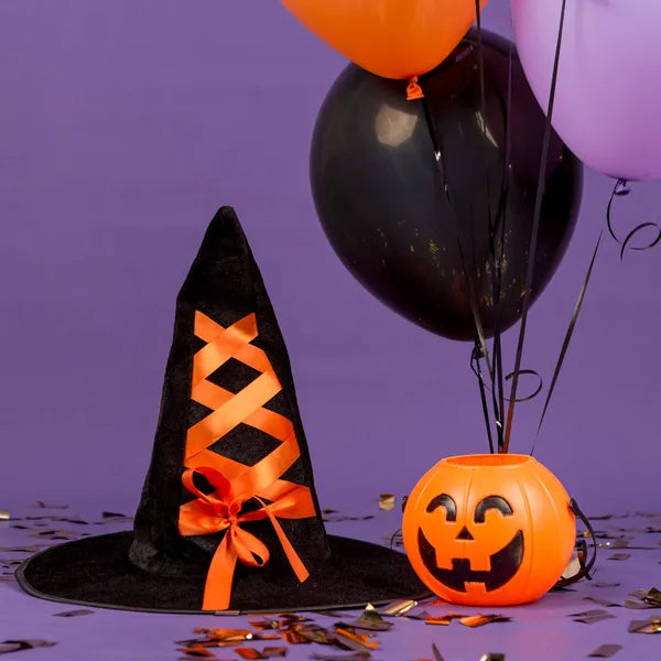 Halloween tök dekoráció, műanyag vödör fogantyús, 17 cm