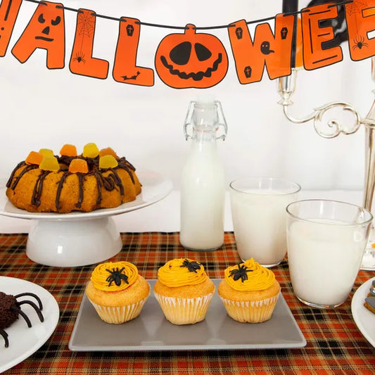 Happy Halloween papír girland, 2 db, 200 cm, fekete-narancs