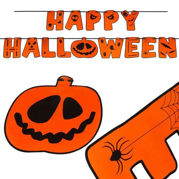 Happy Halloween papír girland, 2 db, 200 cm, fekete-narancs