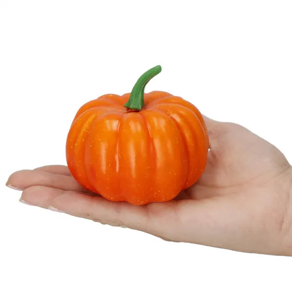 Halloween tök dekoráció 8,5 cm, narancssárga-zöld, PP műanyag