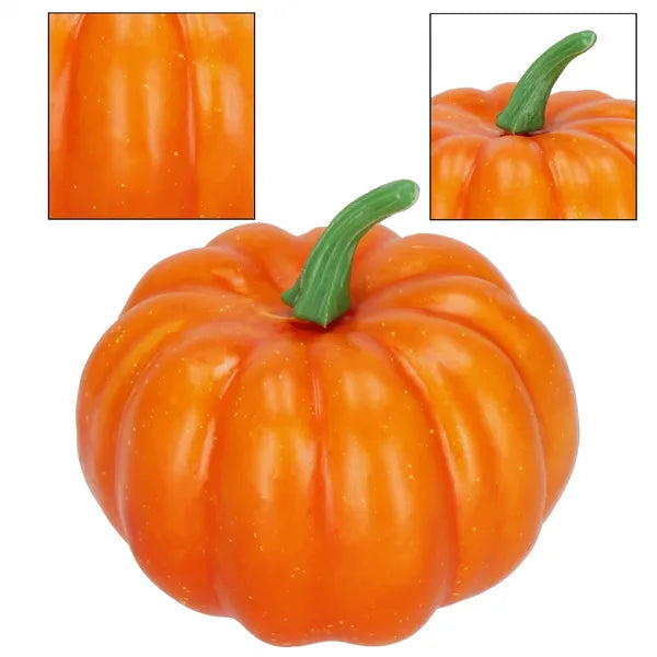 Halloween tök dekoráció 8,5 cm, narancssárga-zöld, PP műanyag