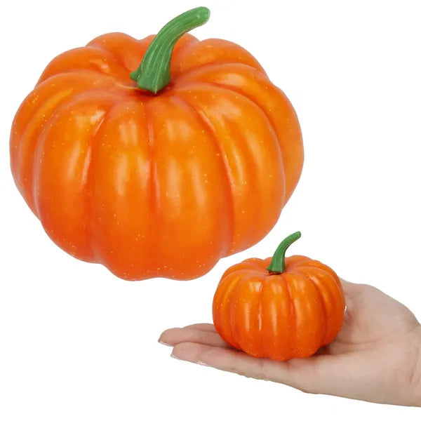 Halloween tök dekoráció 8,5 cm, narancssárga-zöld, PP műanyag