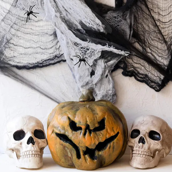 Fehér halloween pókháló dekoráció 2 pókkal, 20 g poliészter