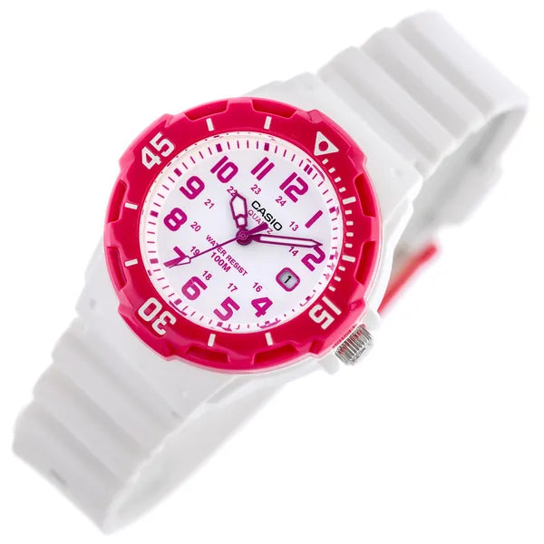 Casio LRW-200H-4BV lány karóra, WR100, fehér-rózsaszín, 33 mm