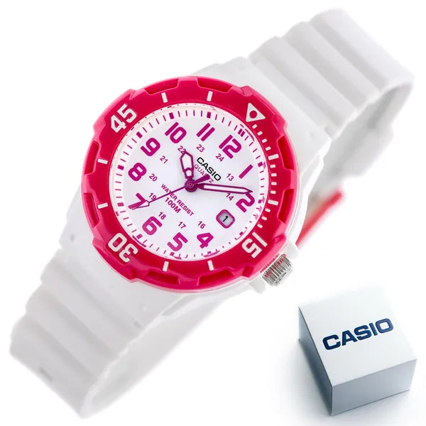 Casio LRW-200H-4BV lány karóra, WR100, fehér-rózsaszín, 33 mm