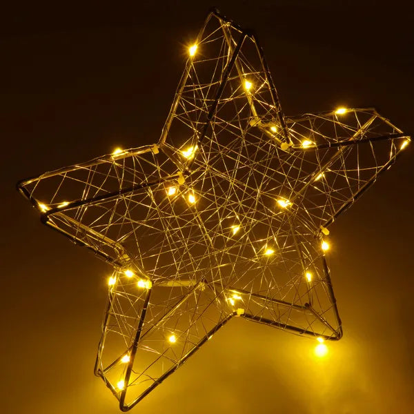 30 cm-es beltéri, elemes meleg fehér LED csillag dekorfény, 30 LED