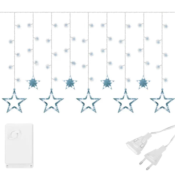 Csillagos LED fényfüggöny 4,2 m, 138 hideg fehér LED, beltéri