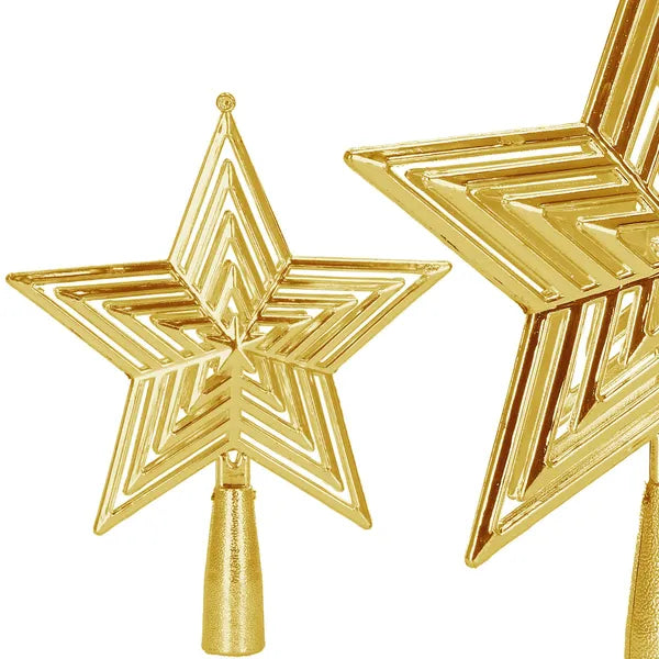 Arany karácsonyfa csillag csúcsdísz 14,5 cm – törhetetlen PP műanyag