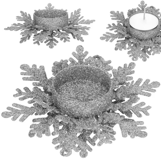 Fém mécsestartó ezüst ágmintás, 3 szintes, 12×10,5×3,5 cm
