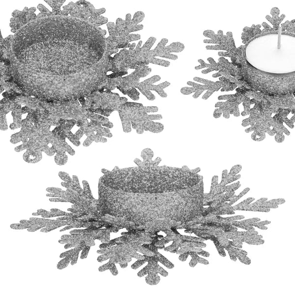 Fém mécsestartó ezüst ágmintás, 3 szintes, 12×10,5×3,5 cm