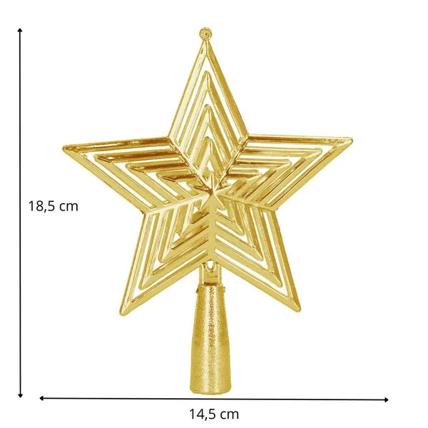 Arany karácsonyfa csillag csúcsdísz 14,5 cm – törhetetlen PP műanyag