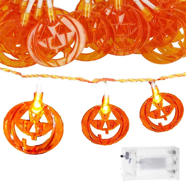 Halloween töklámpás fényfüzér 20 LED, meleg fehér, 3,3 m, elemes