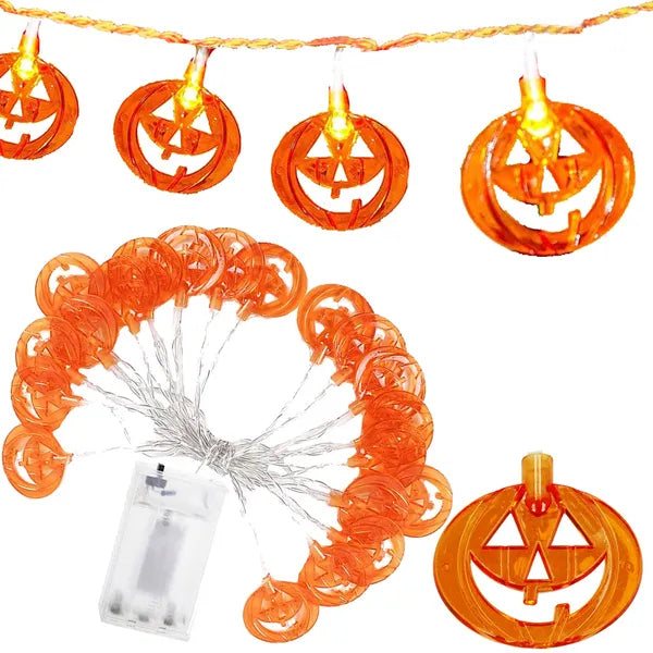 Halloween töklámpás fényfüzér 20 LED, meleg fehér, 3,3 m, elemes