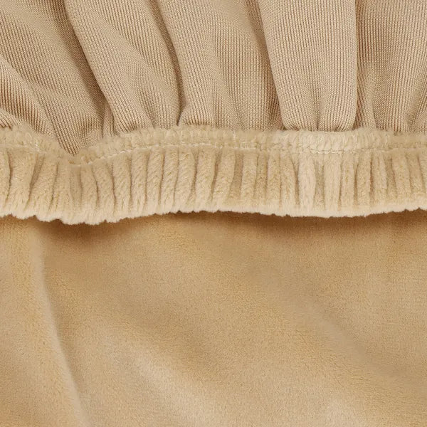 Univerzális bársony-spandex székhuzat, bézs, 38–52×45–70 cm