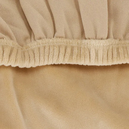 Univerzális bársony-spandex székhuzat, bézs, 38–52×45–70 cm