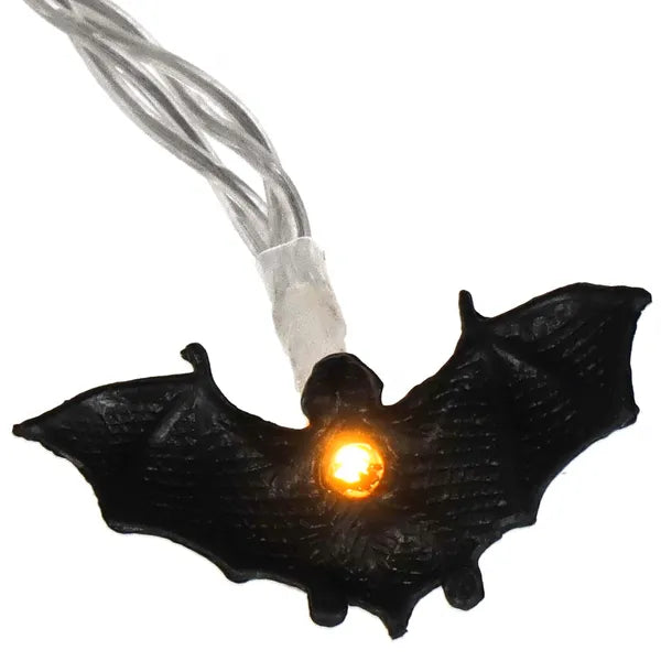 Denevéres Halloween fényfüzér 10 LED, meleg fehér, elemes 174 cm