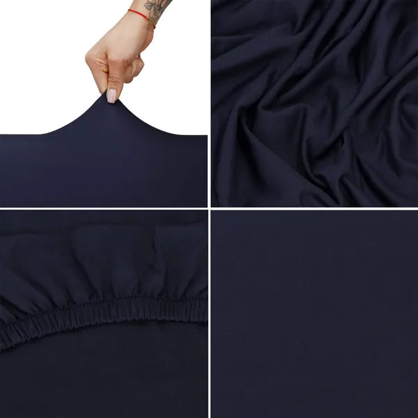 Univerzális rugalmas székhuzat, sötétkék, poliészter-spandex