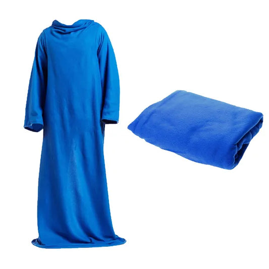 Fleece takaró ujjakkal, XXL, 138×180 cm, kék