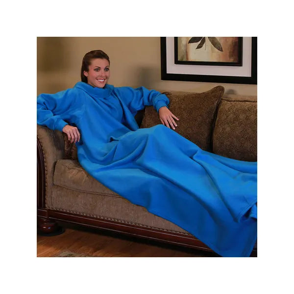 Fleece takaró ujjakkal, XXL, 138×180 cm, kék