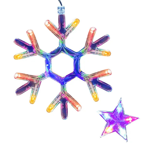 Multicolor hópehely LED fényfüggöny, 150 LED, 2,5 m, beltéri