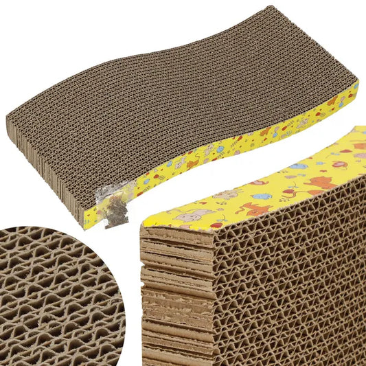 Springos hullámos karton macskakaparó, 44x20 cm, szárított macskamentával