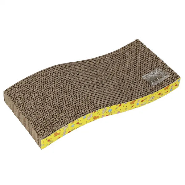 Springos hullámos karton macskakaparó, 44x20 cm, szárított macskamentával