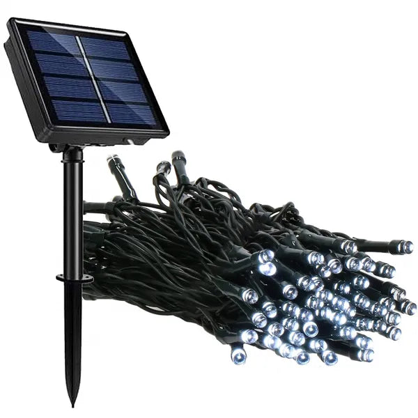 Springos napelemes LED fényfüzér, 100 hideg fehér LED, 12 m, IP44