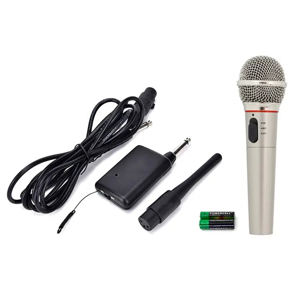 AG100A vezeték nélküli/vezetékes FM mikrofon, 110–120 MHz, 10 m, 6,3 mm jack