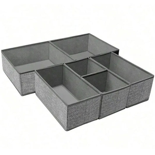 6 darabos szürke fiókrendező készlet, 3 méret, 12 cm magas