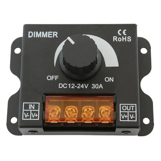 AG132C LED fényerőszabályzó, 12–24 V DC, 30 A, fekete