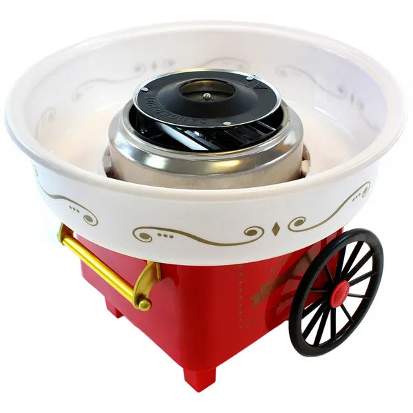 Piros vattacukor készítő gép, 500 W, 30 cm tál, kvarc fűtőszál