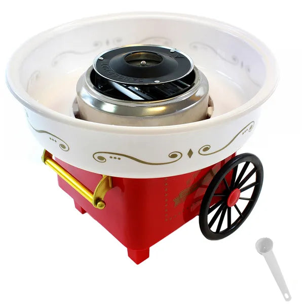 Piros vattacukor készítő gép, 500 W, 30 cm tál, kvarc fűtőszál