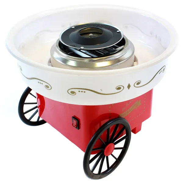 Piros vattacukor készítő gép, 500 W, 30 cm tál, kvarc fűtőszál