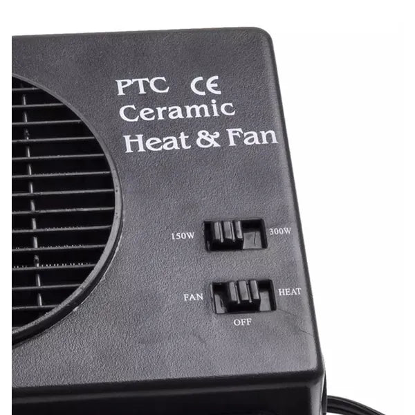 Autós fűtőventilátor PTC, 12V 300W, hűt/fűt, szivargyújtós, fekete
