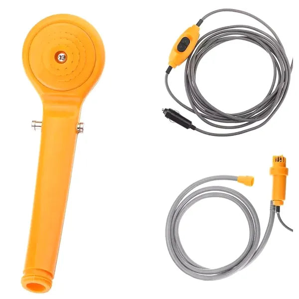 Hordozható 12V kemping zuhany 60 W pumpával, 3,5 l/perc, 5 l tartály