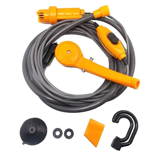 Hordozható 12V kemping zuhany 60 W pumpával, 3,5 l/perc, 5 l tartály