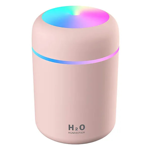 Ultrahangos USB párásító LED világítással, 300 ml, rózsaszín