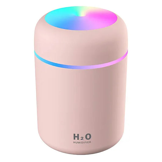 Ultrahangos USB párásító LED világítással, 300 ml, rózsaszín