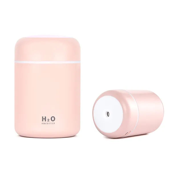 Ultrahangos USB párásító LED világítással, 300 ml, rózsaszín