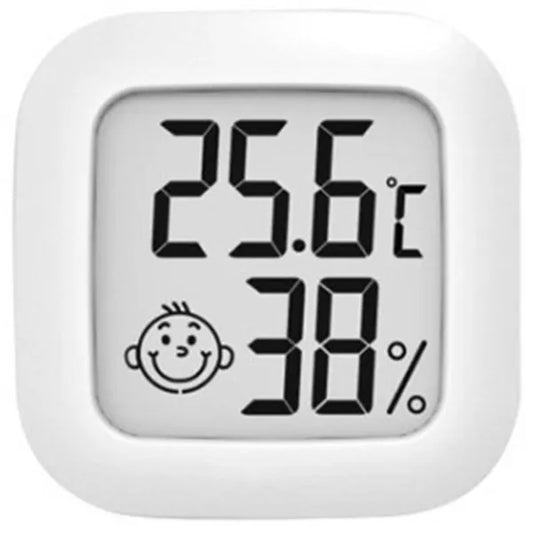 Fehér szobai LCD hőmérő-higrométer komfortjelzővel, CR2032