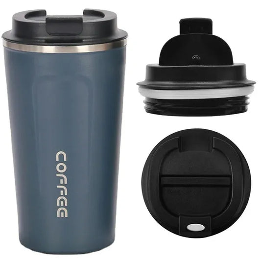 Termo pohár csúszásgátló bevonattal, ergonomikus markolattal, rozsdamentes acél, 510 ml, kék