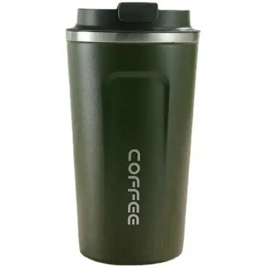 Zöld termoszbögre 510 ml, rozsdamentes acél, gombos tető