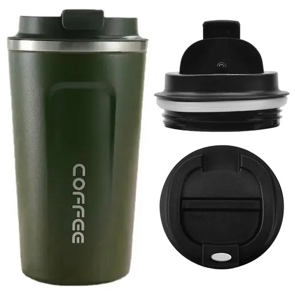 Zöld termikus bögre - 510 ml, rozsdamentes acél, ergonomikus fogás