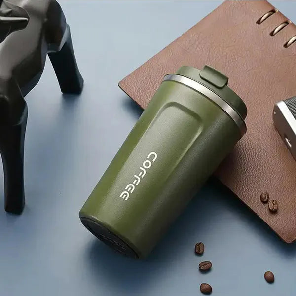 Zöld termikus bögre - 510 ml, rozsdamentes acél, ergonomikus fogás