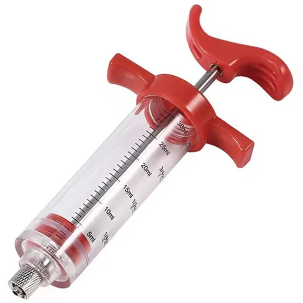 Húsinjektor 30 ml, 3 rozsdamentes acél tűvel, ergonomikus markolattal