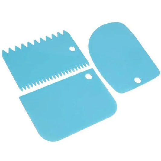 3 darabos tortadíszítő műanyag spatula készlet, kék