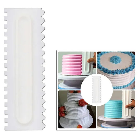 Fogazott tortadíszítő spatula, 21,8 cm, fehér műanyag