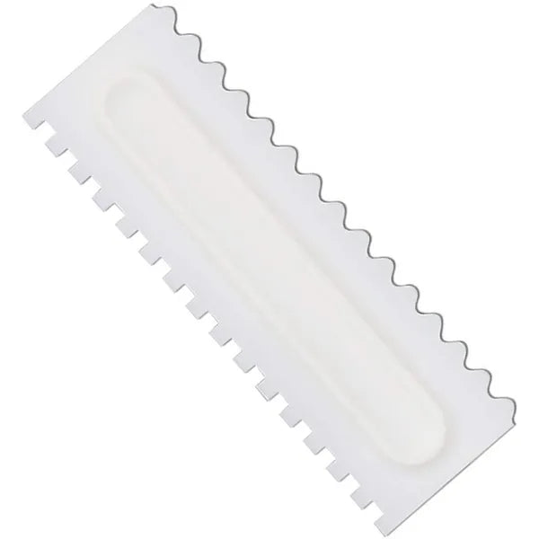 Fogazott tortadíszítő spatula, 21,8 cm, fehér műanyag