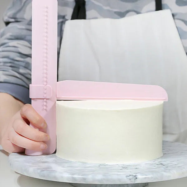 Állítható tortadíszítő spatula, műanyag, 23×20 cm, rózsaszín